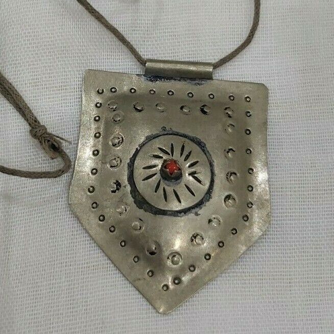 STUNNING RARE EXTREMELY ANCIENT SILVER COLOR PENDANT AMULET ARTIFACT AUTHENTIC