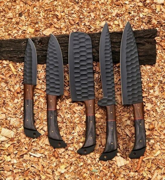 Custom HAND FORGED D2 STEEL CHEF KNIFE KITCHEN SET BBQ CAMPING Wood HANDLE