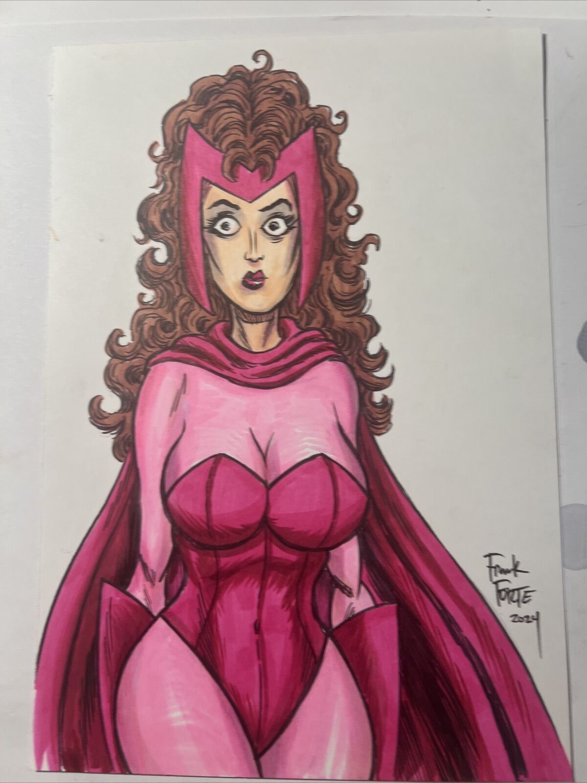 Sexy Scarlet Witch Drawing Original Art comic art drawings Frank Forte Marvel