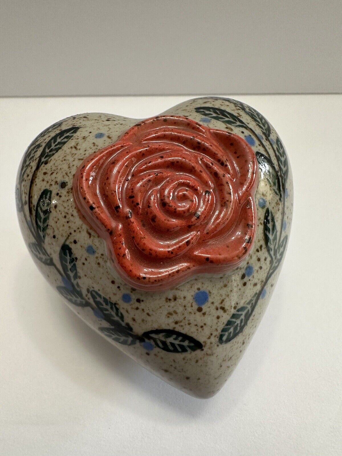 Heart Rose Ceramic Sculpture By Designer Carla Palma Handmade