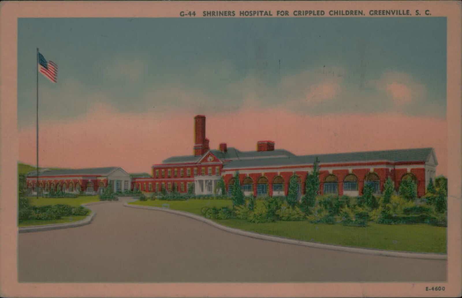 Postcard: G-44 SHRINERS HOSPITAL FOR CRIPPLED CHILDREN. GREENVILLE