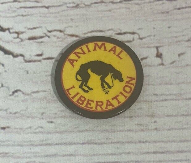 Vintage Animal Liberation Rights Pin Pinback Button 1.25” Collectible