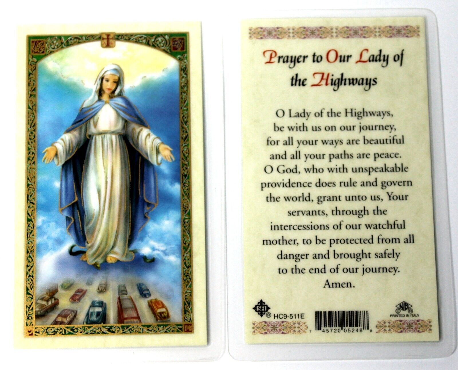 Prayer to Our Lady of Highways protect us on our Journey Laminated Prayer Card