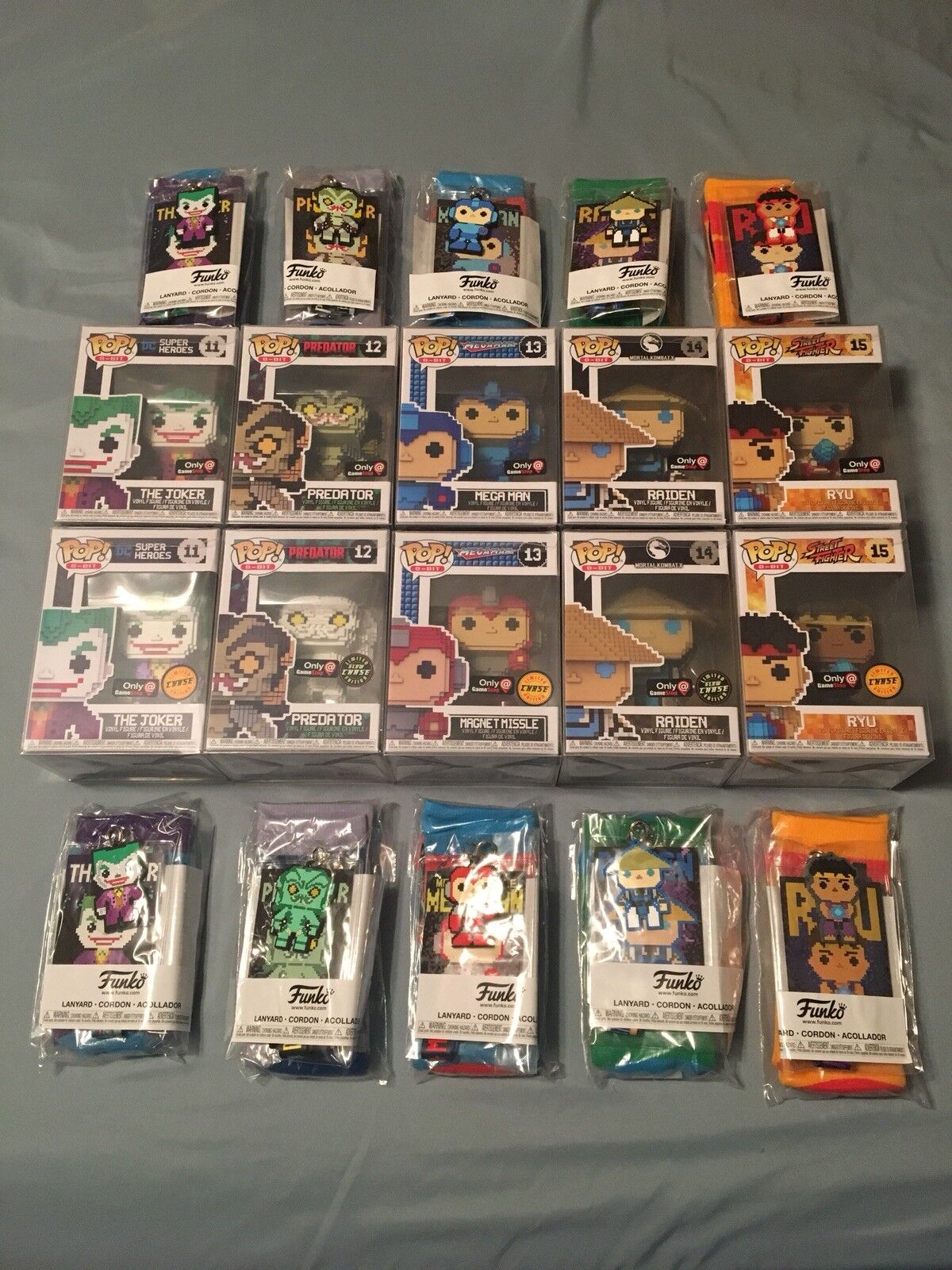 Funko Gamestop 8 Bit COMPLETE SET - 10 Pops 5 CHASES Includes Chase Lanyards