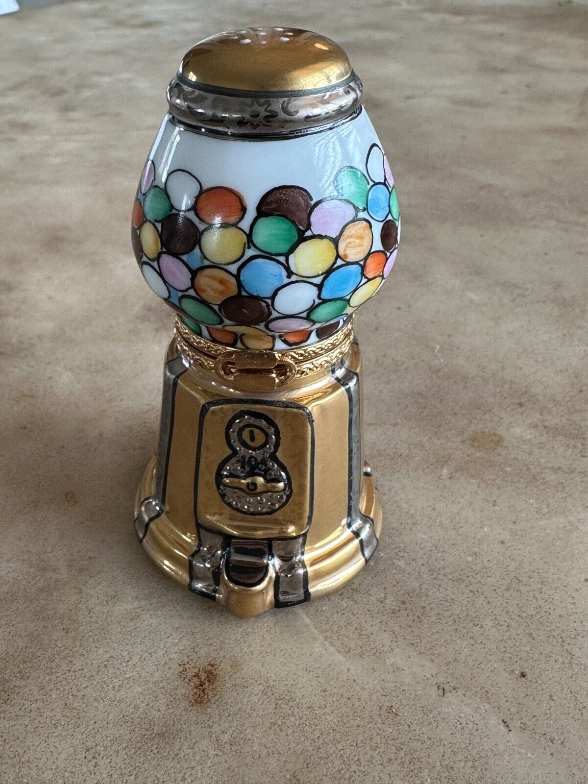 HAND PAINTED LIMOGES  Large Gumball Machine [3 1/3\