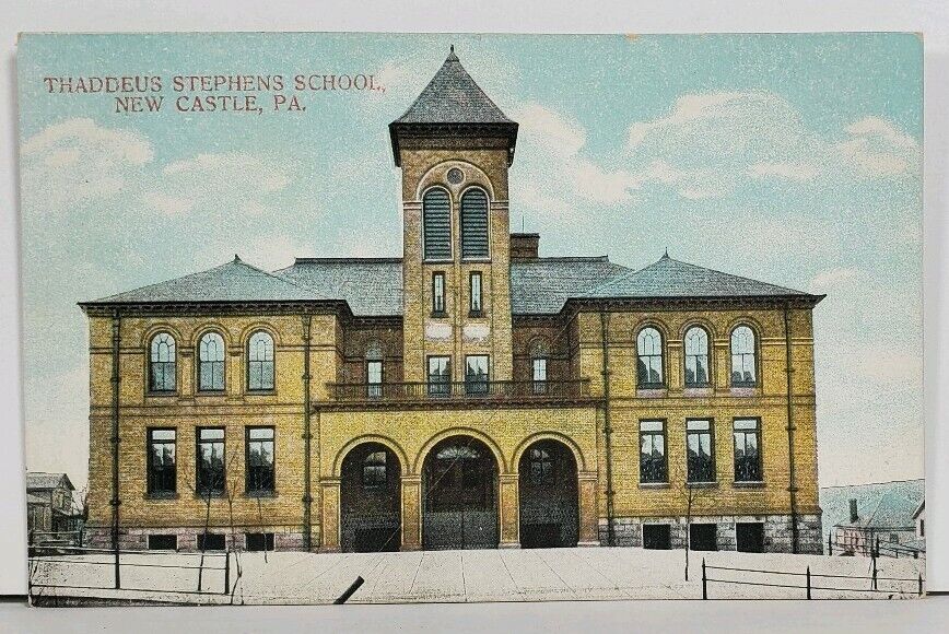 New Castle Pa Thaddeus Stevens School c1908 Postcard M6