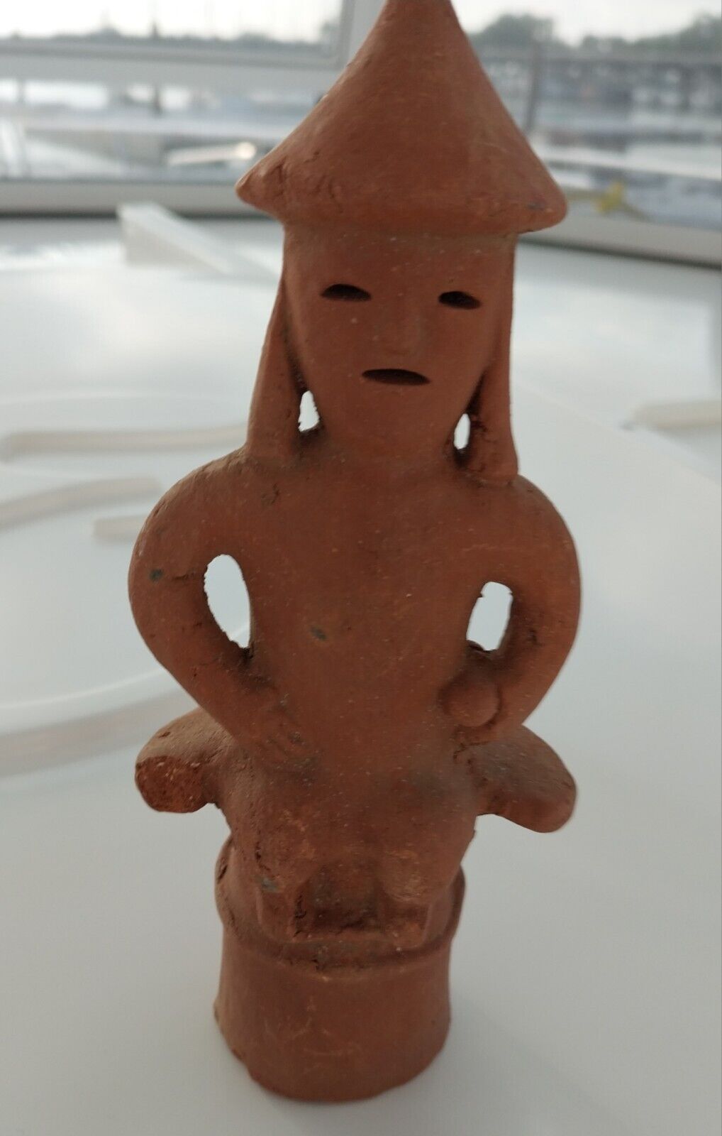 Japanese Handmade Clay Figurine Haniwa Statue Earthenware  6-1/2\