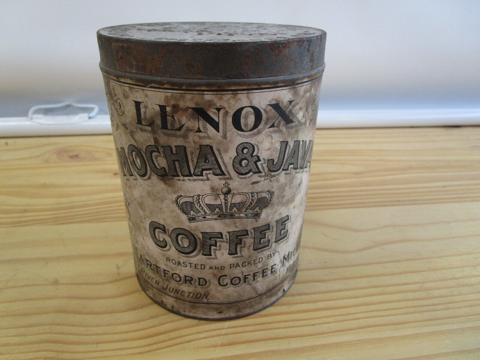 Antique Coffee Can Hartford VT Vermont White River Junction Lenox Victor Coffee