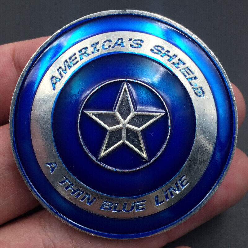 U.S.A Coin Blue Flag Shield Honor Commemorative Challenge Coins Silver Plated
