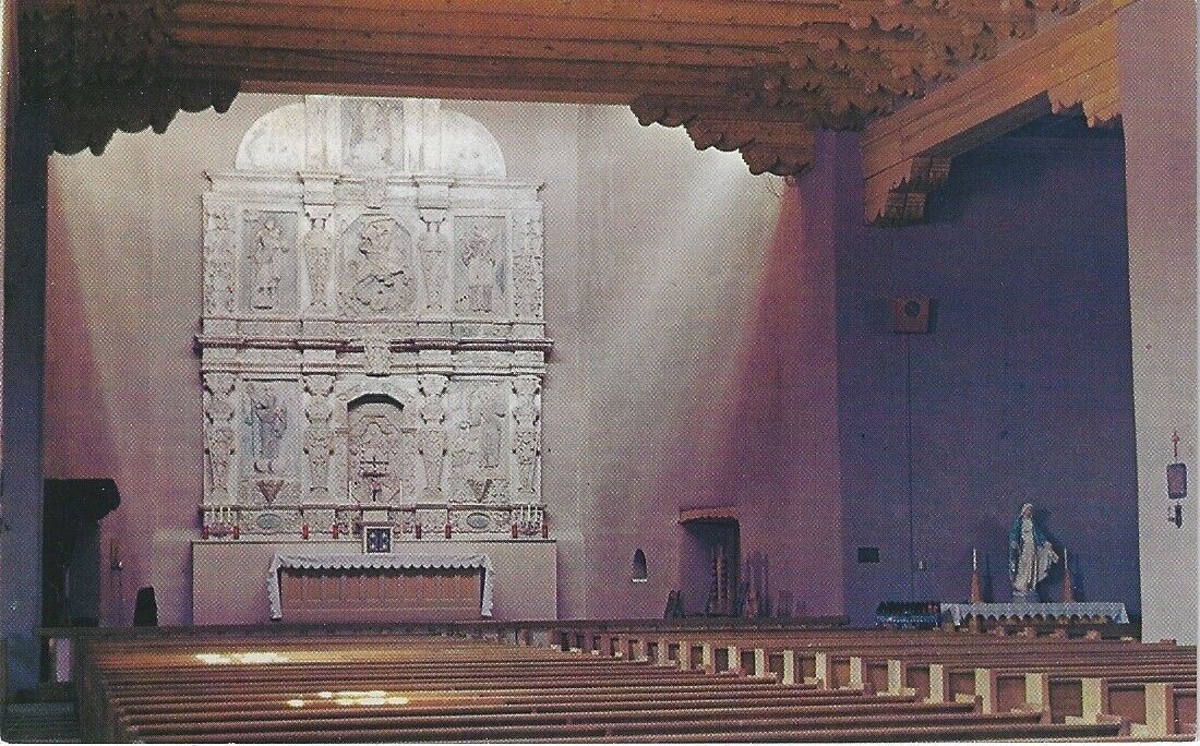 Postcard NM Interior of the Beautiful Christo Rey Church in Santa Fe, New Mexico