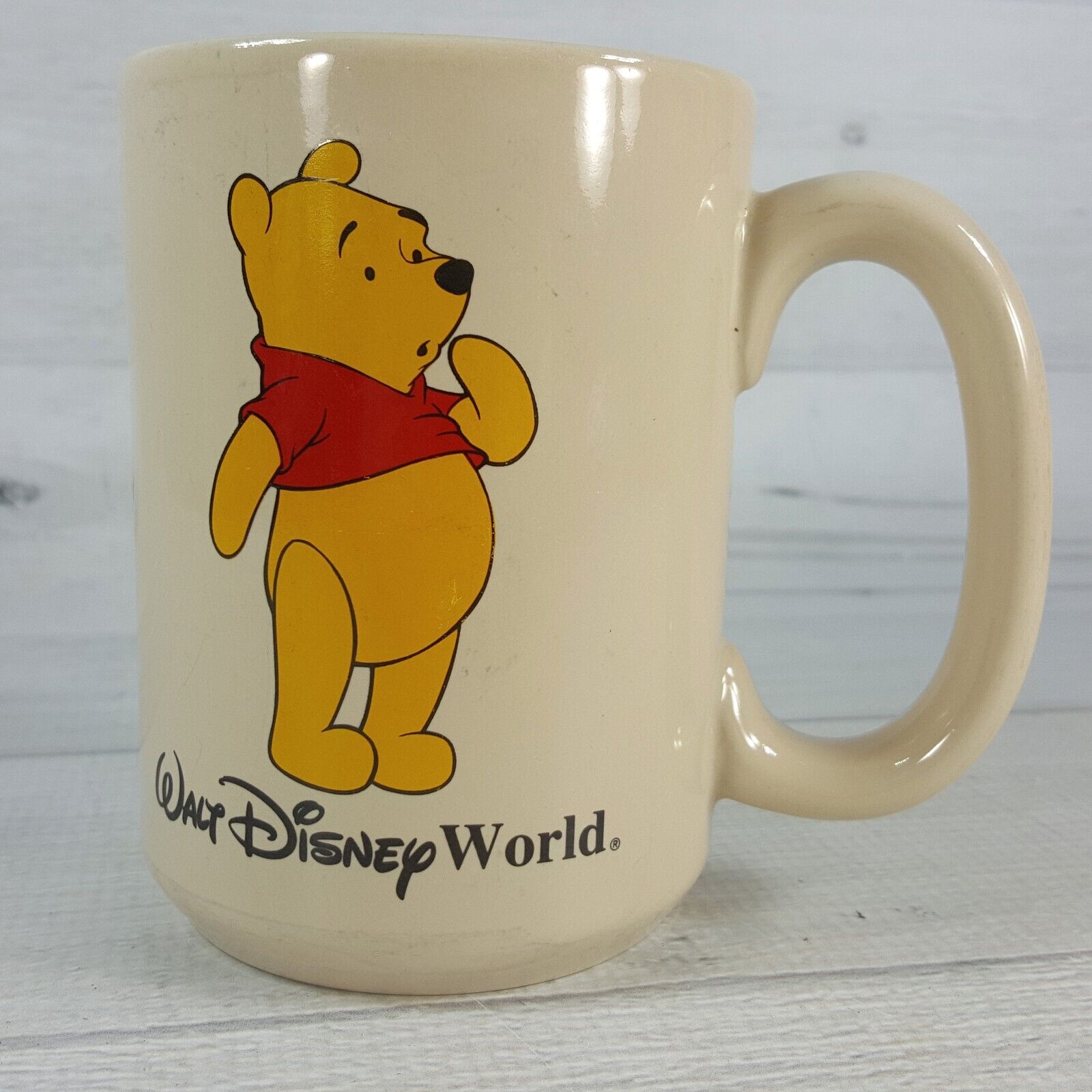 Vintage Walt Disney World Winnie the Pooh Large Mug Cup Yellow  Inside