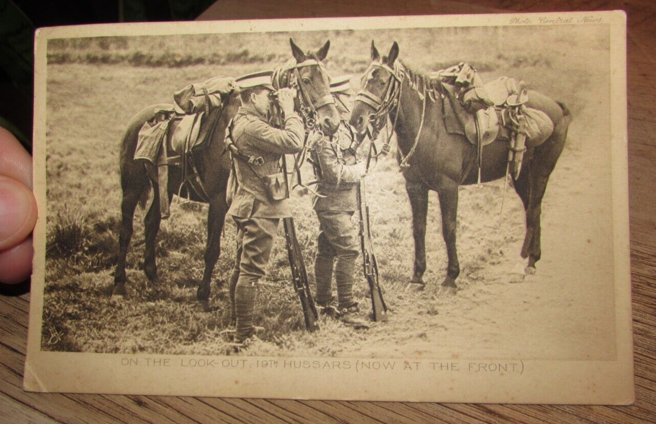 Antique 1914 Rapheal Tuck WWI Postcard 19th Hussars RPPC Real Photo