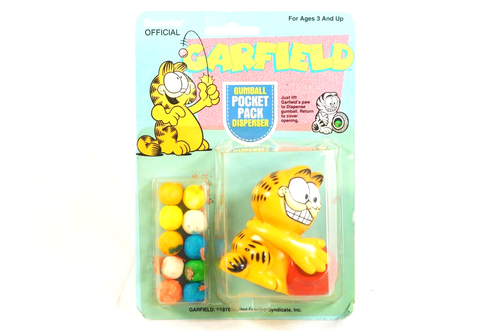 1988 Garfield Gumball Bank Pocket Dispenser Sealed Collectable Superior Toys
