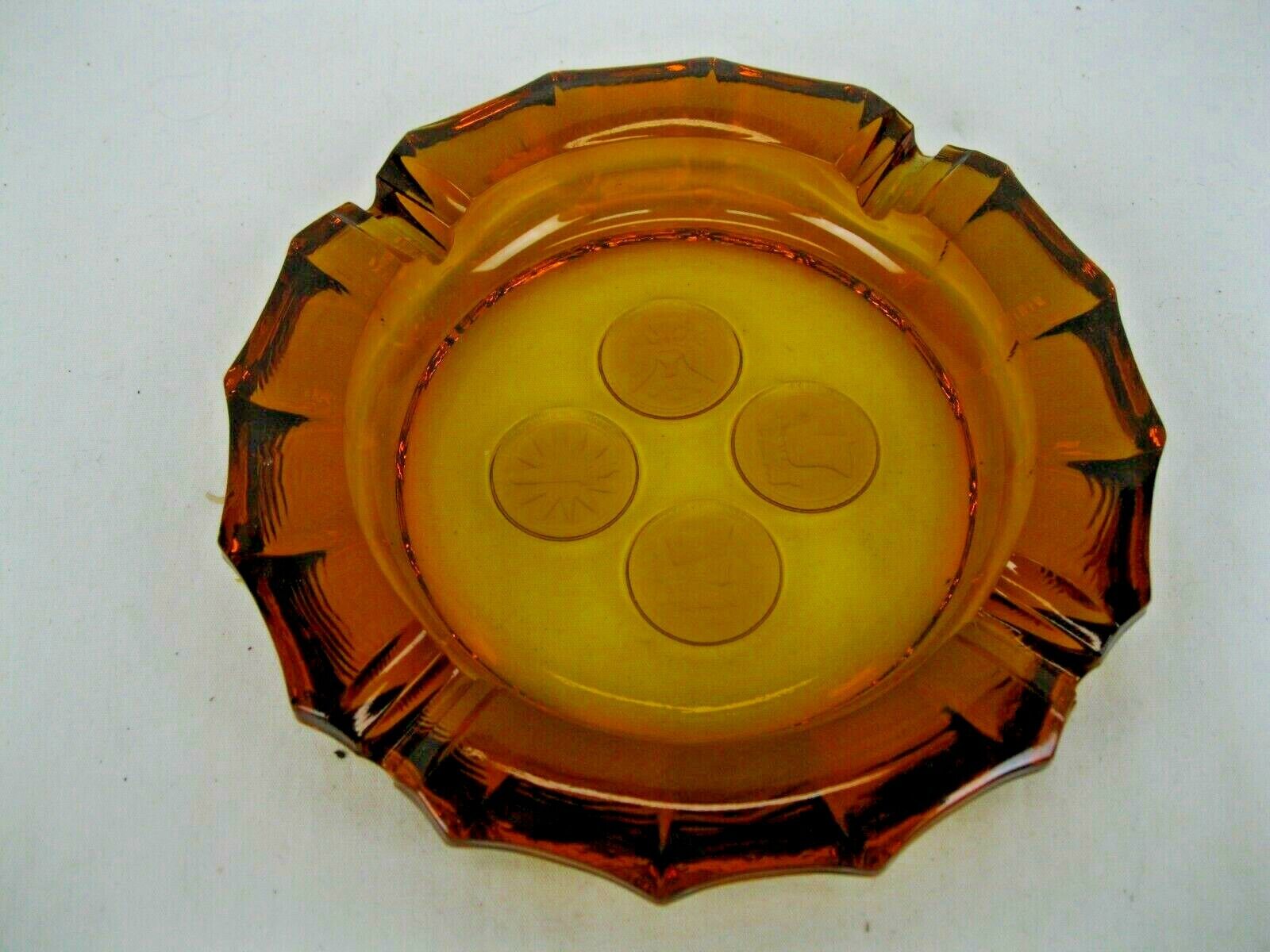 Vintage 1887 COIN GLASS AMBER Ashtray 