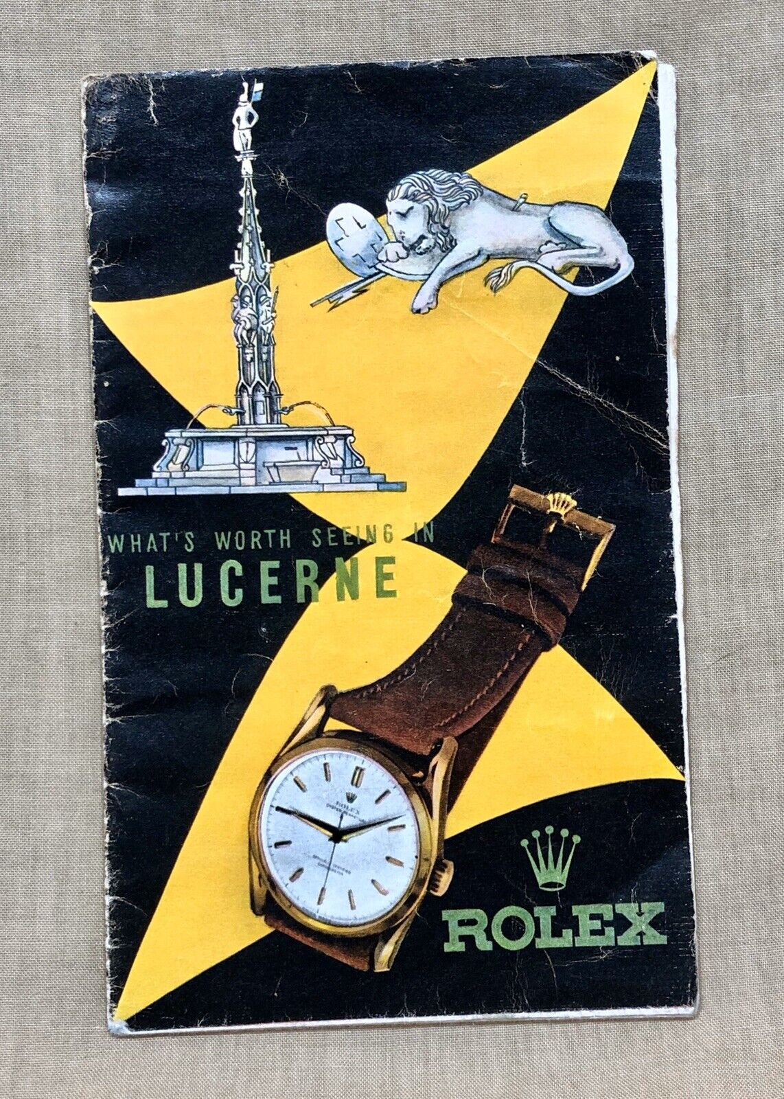 ROLEX Vintage 1950's Bucherer Brochure Lucerne Map Bubbleback Bombay OEM /