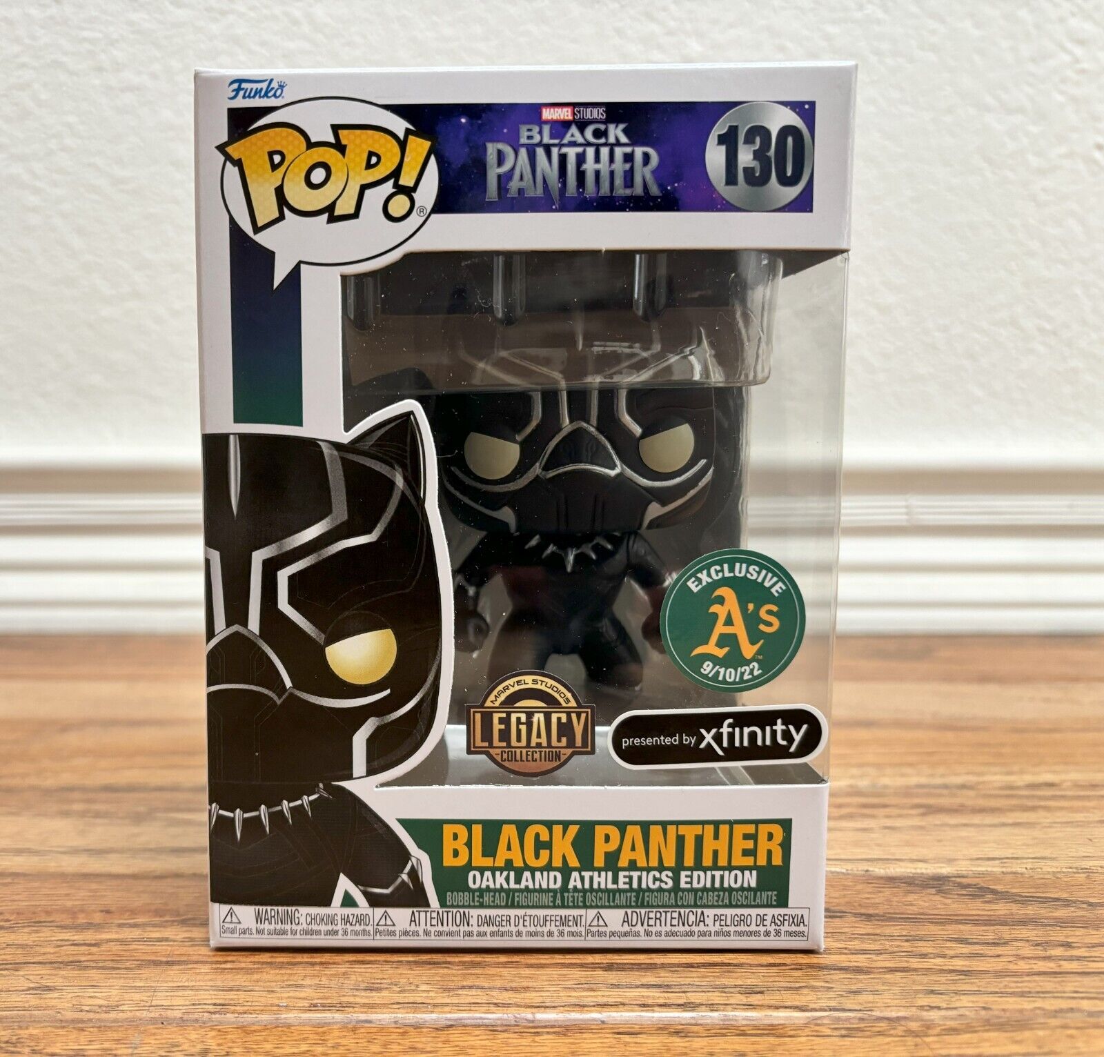 Funko Pop Marvel Black Panther #130 Oakland Athletics Edition Exclusive SGA