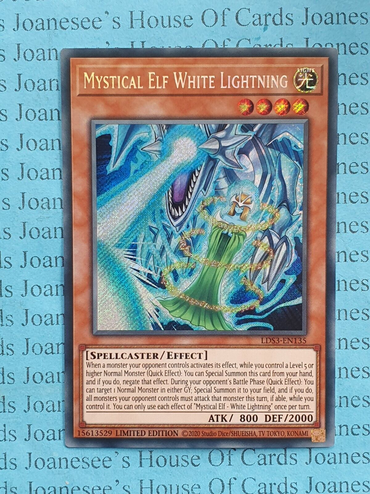 Mystical Elf White Lightning LDS3-EN135 Secret Rare Yu-Gi-Oh Card 1st Edit New