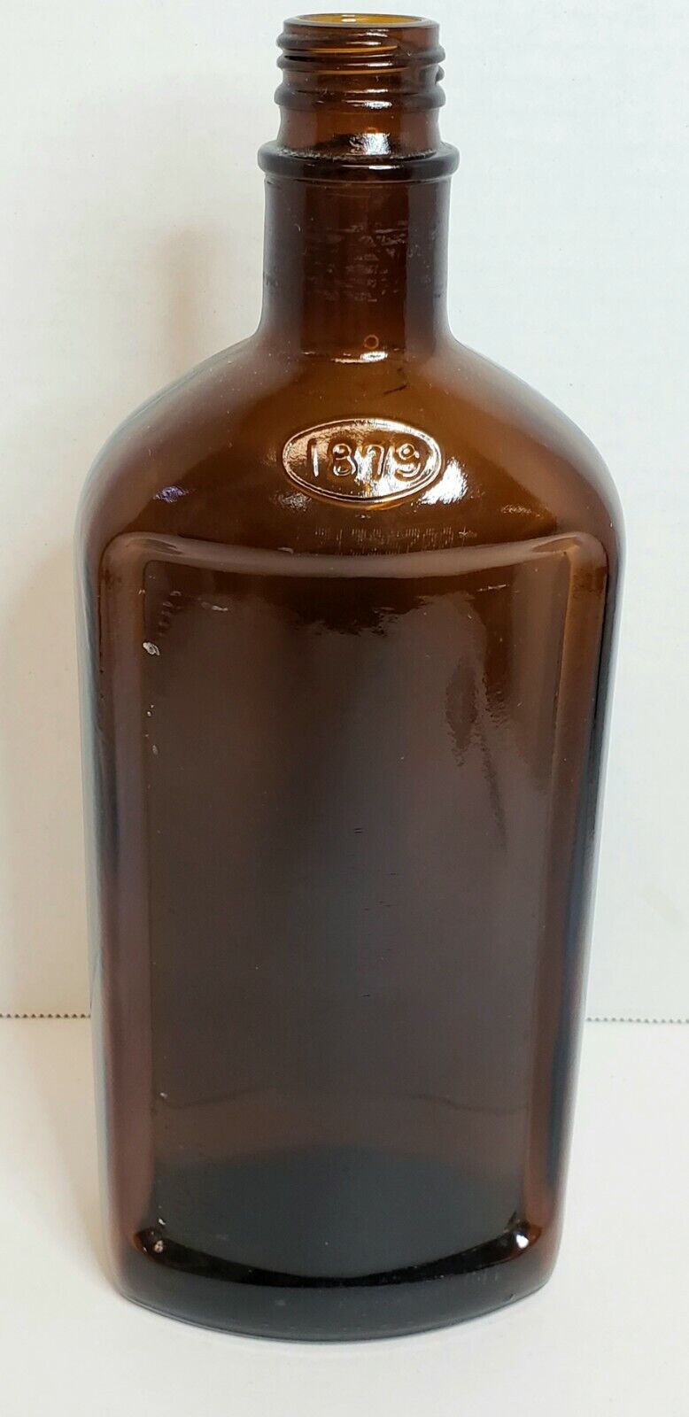 Vintage Amber Glass Bottle Large Brown  Embossed 1879 10\