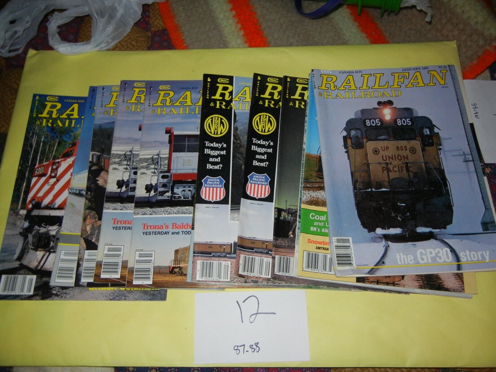 Vintage Railfan Railroad Magazine  Lot of 12 from 1987-1988