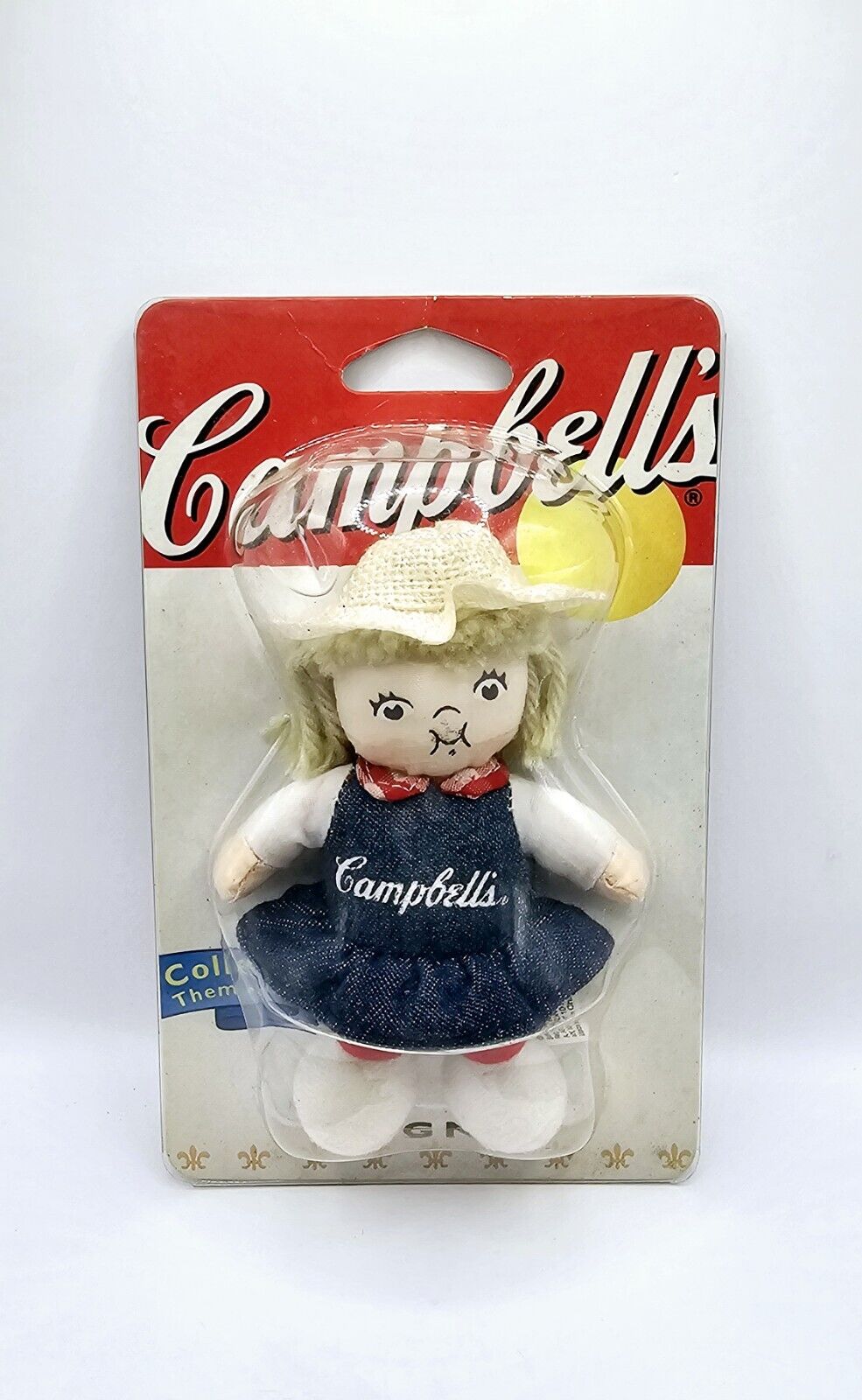 Campbell\'s Kids Magnet Collectible 2002 Girl Denim Dress Straw Hat Vintage