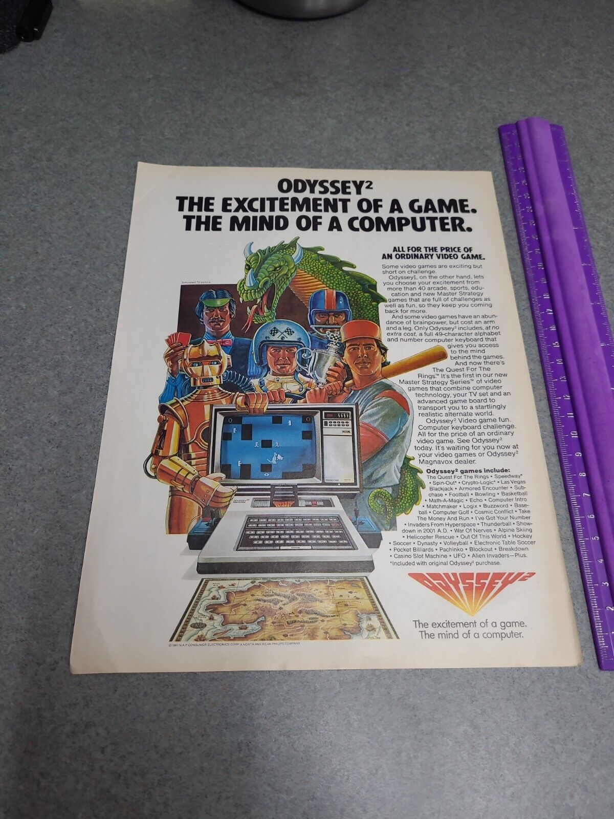 1981 Magnavox Odyssey2 Quest For The Rings vintage print ad 80's advertisement