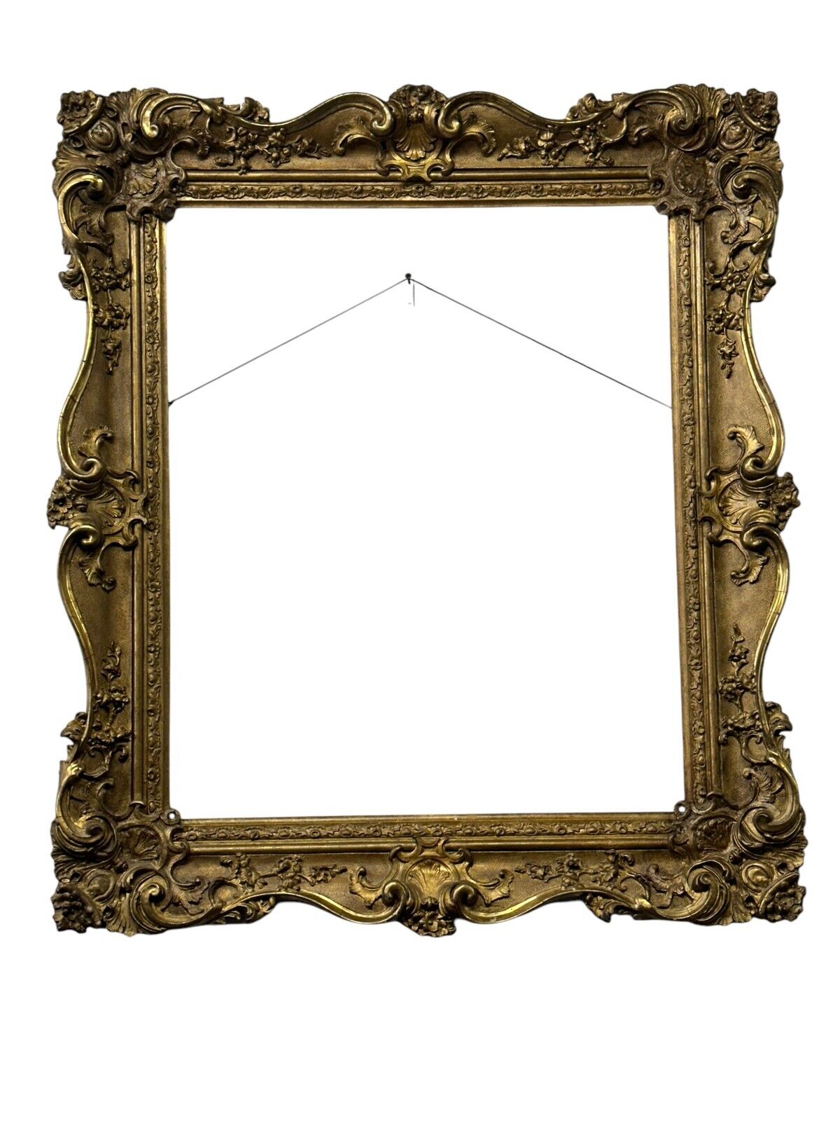 1870s large gilt french victorian ornate carved frame for painting mirror 34x40