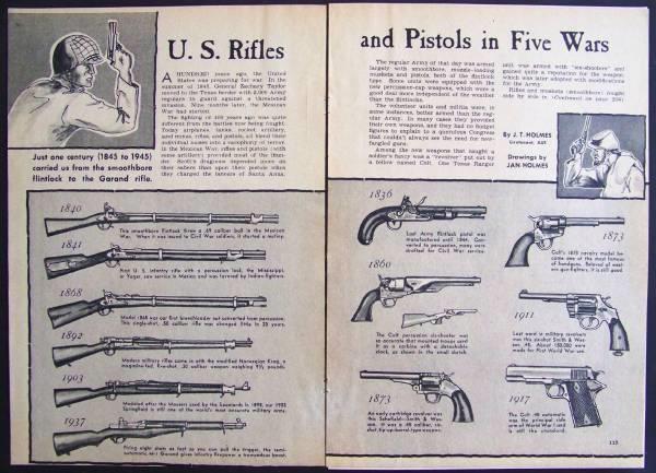 U.S. Military Rifles & Pistols 1845-1945 1945 vintage pictorial art
