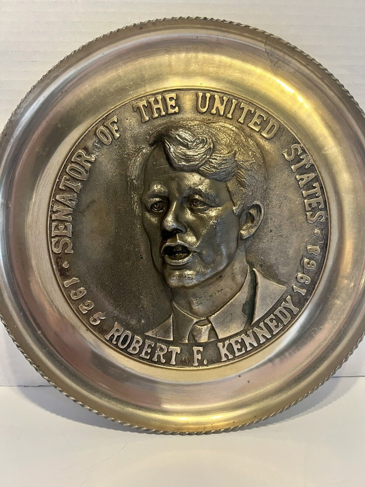 VTG Senator Robert F Kennedy Commemorative Metal Plate 3D Design 11.25” Diameter