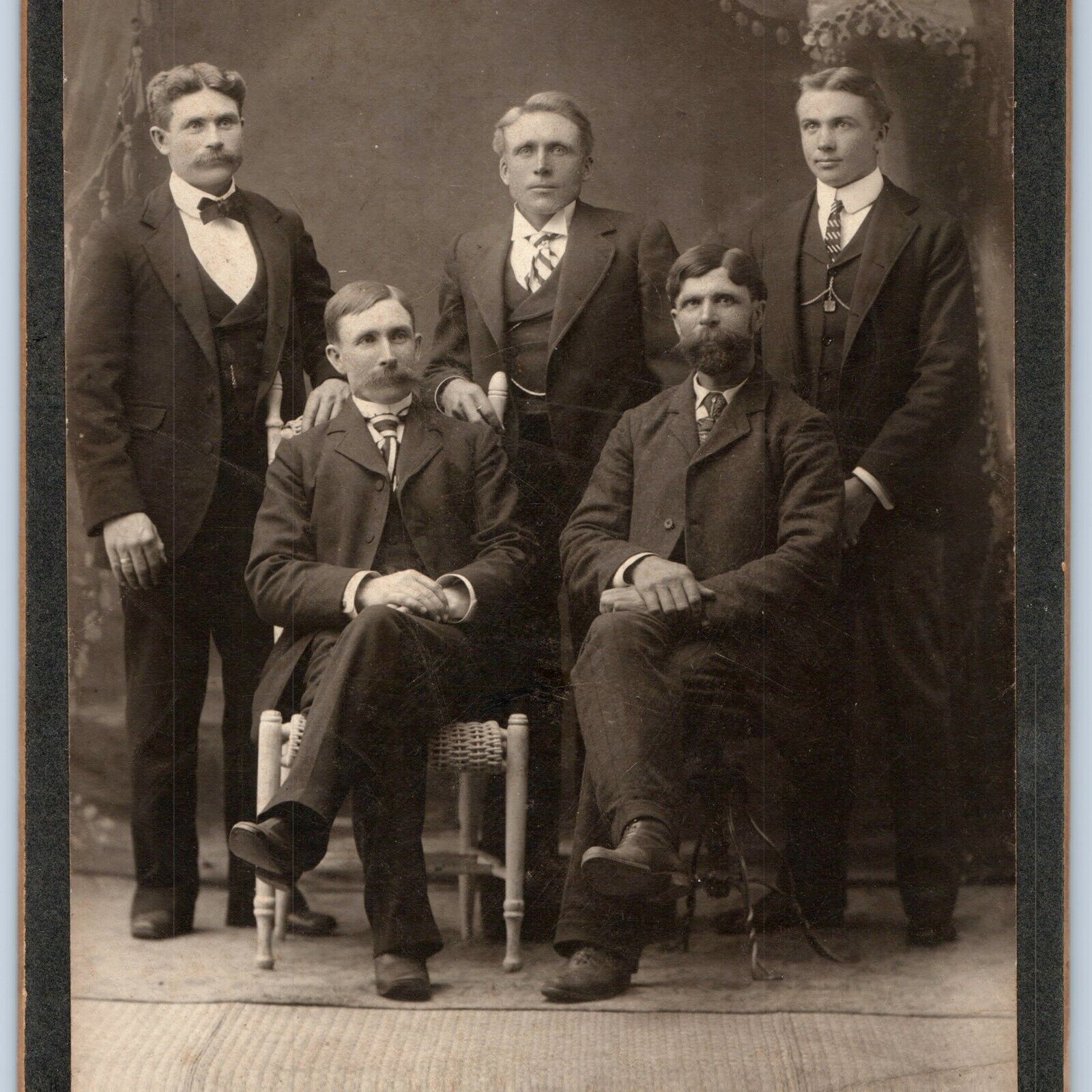 ID\'d c1880s Northwood, IA Handsome Group of Men Cabinet Card Photo Osmonson B9