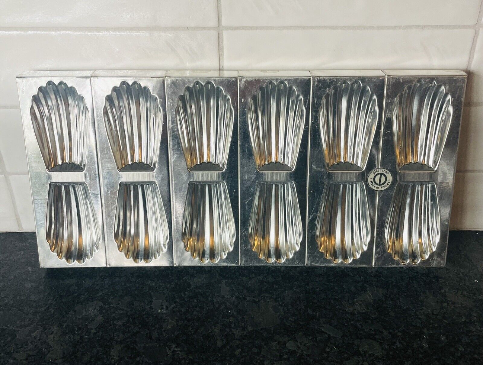 Vintage French 12 Slot Aluminum Madeleine Cookie Pan Candy Mold 1/2