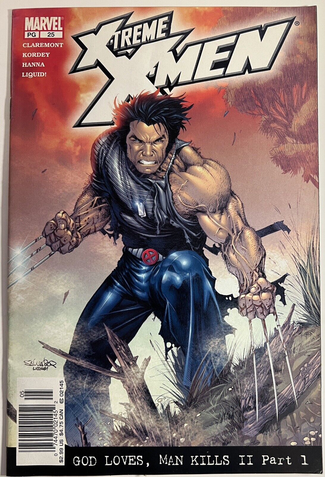 X-Treme X-Men #25 Newsstand Variant Wolverine Claremont God Loves Man Kills 2003