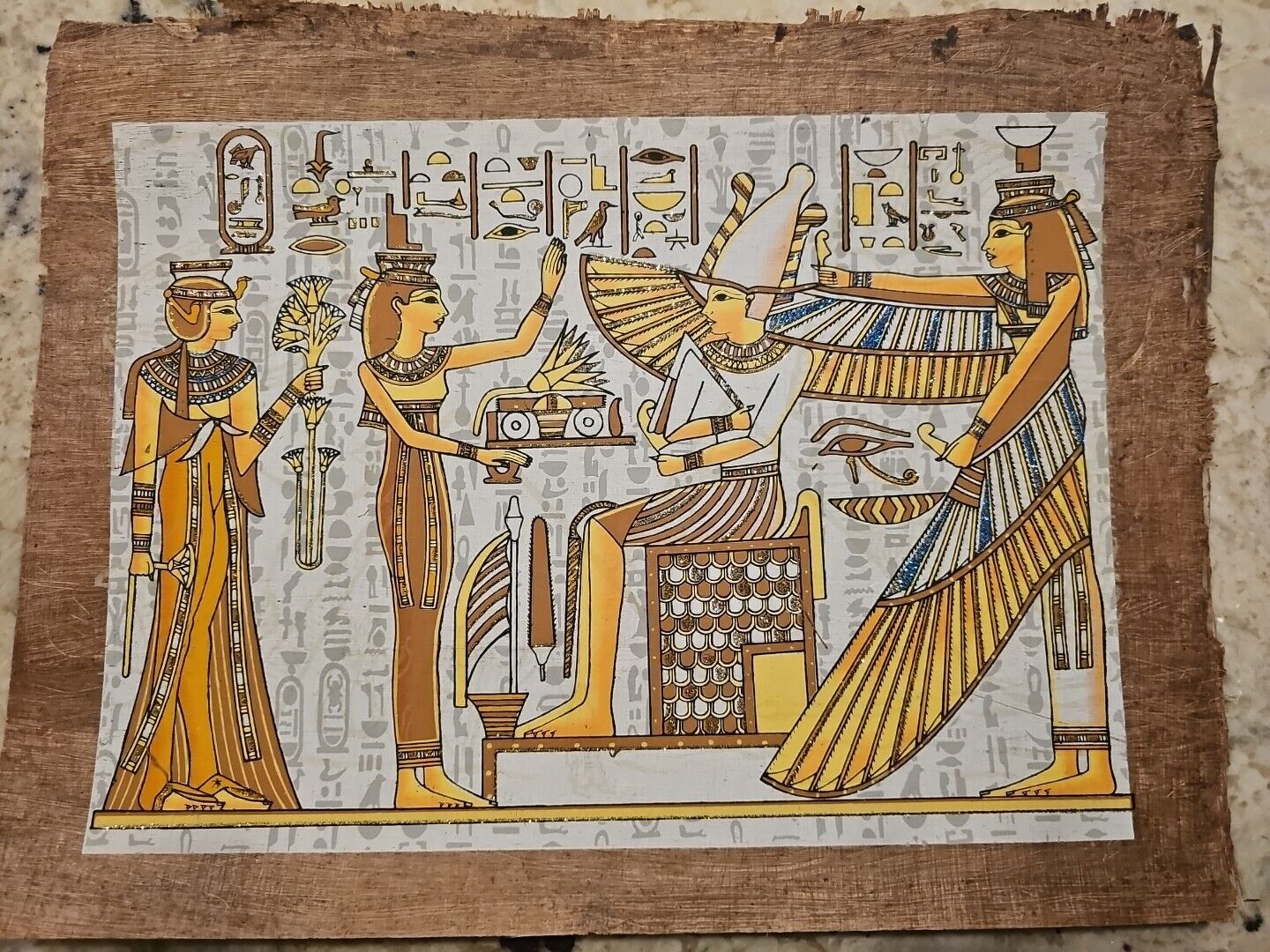 Egyptian Hand-Painted Art on Papyrus 