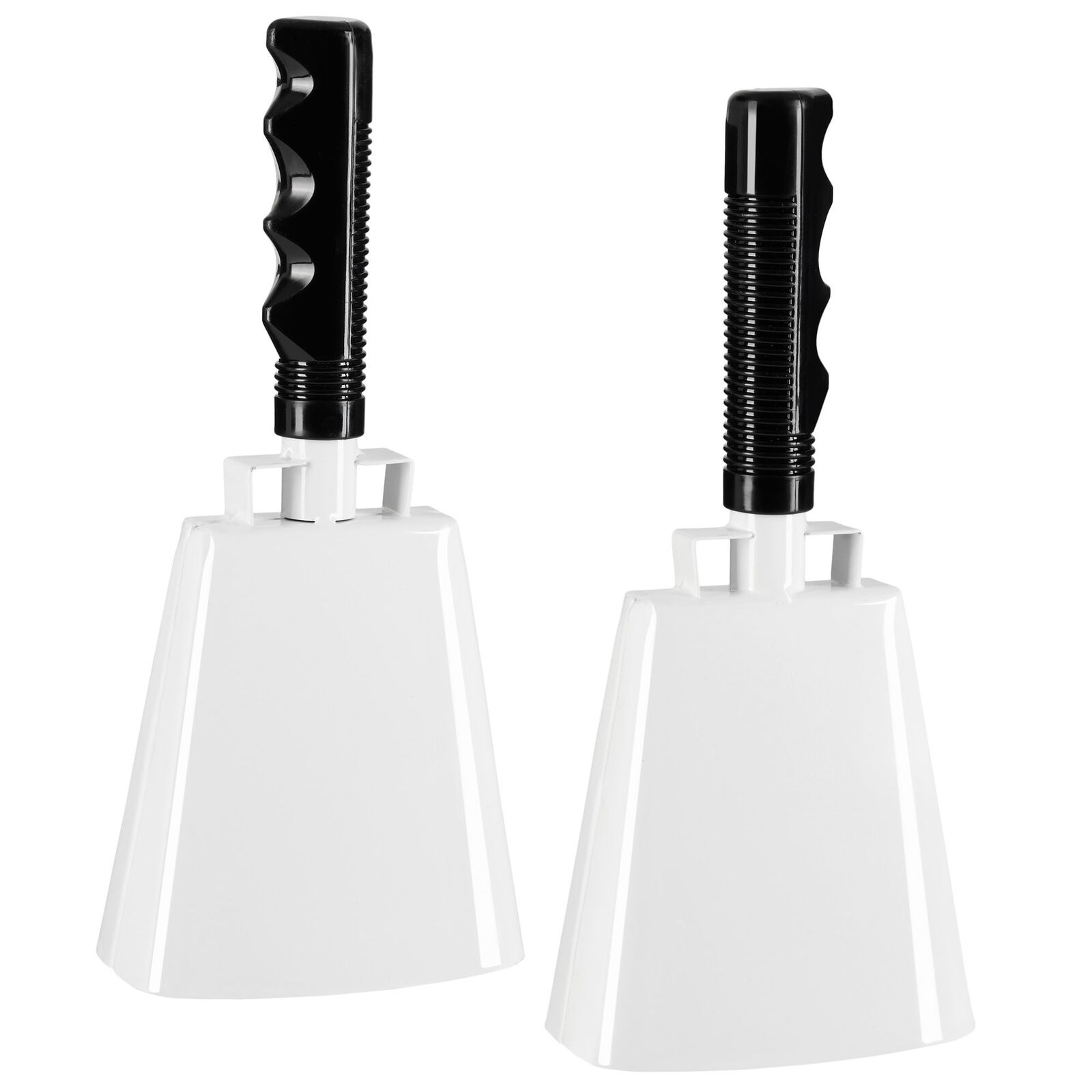 2 Pack Large White Metal Cowbells for Football Games, 9
