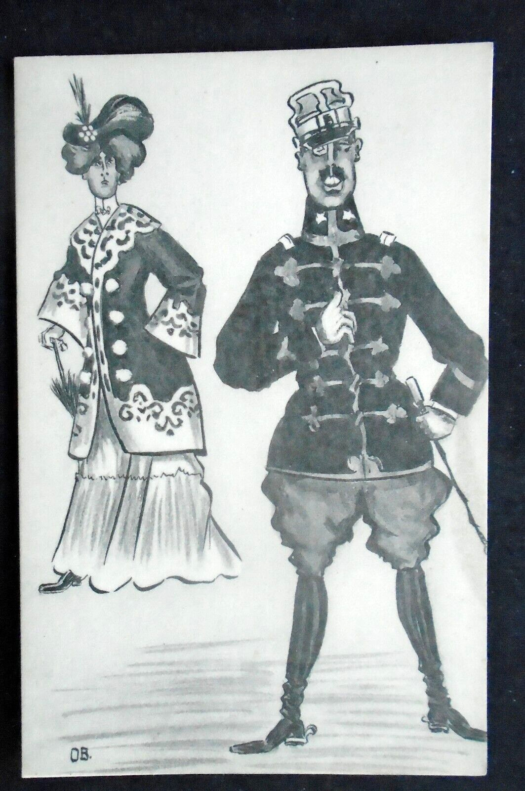 Early Military Humor, Soldier & Well Dressed Lady, circa 1900