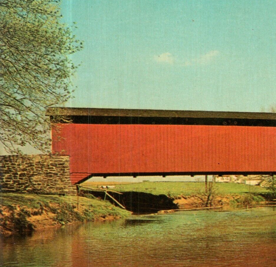 Vintage Postcard Old Covered Bridge PA Dutch Country Lancaster County-Bri-157