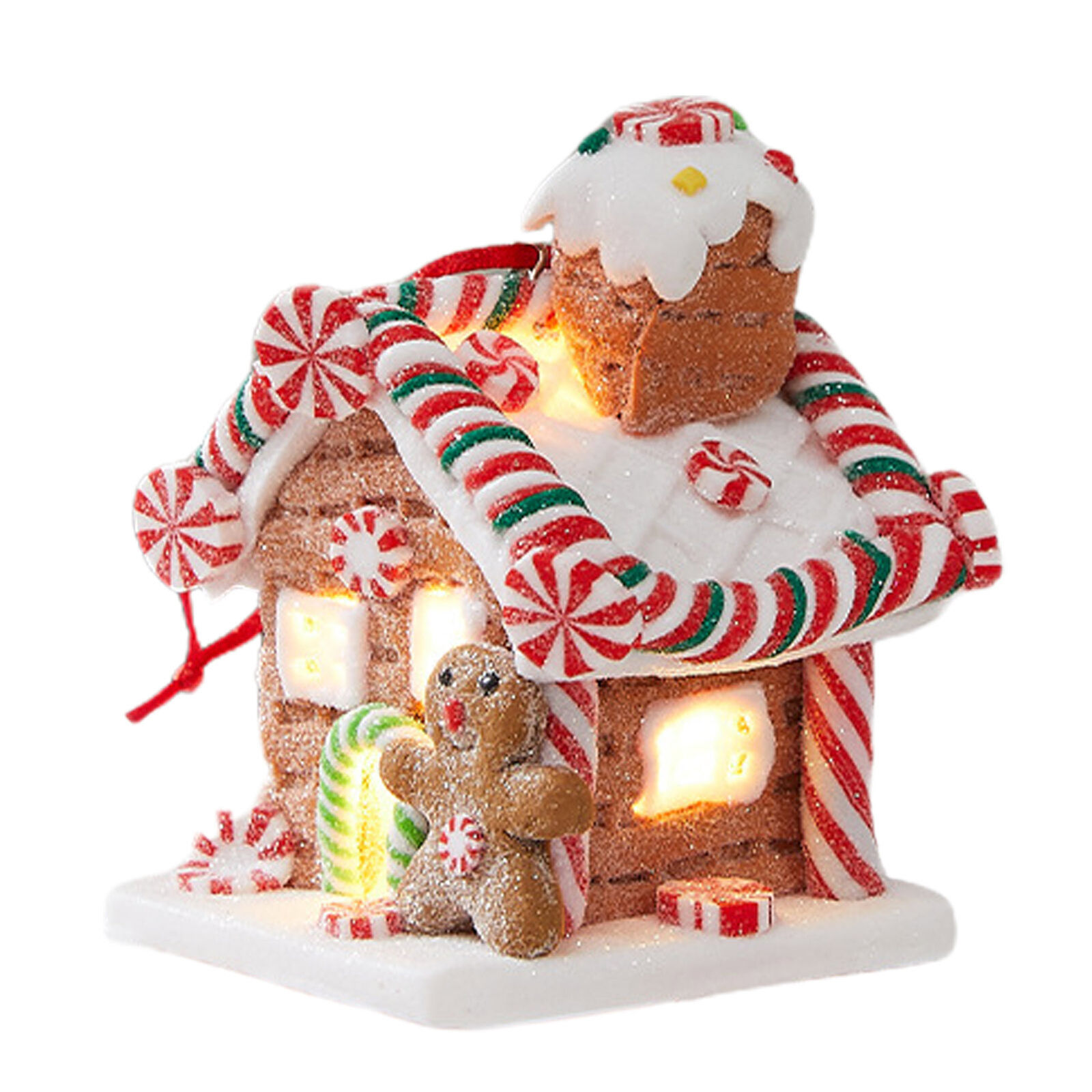 Christmas Gingerbread Small House Pendant Glowing Christmas Hangings Ornaments 