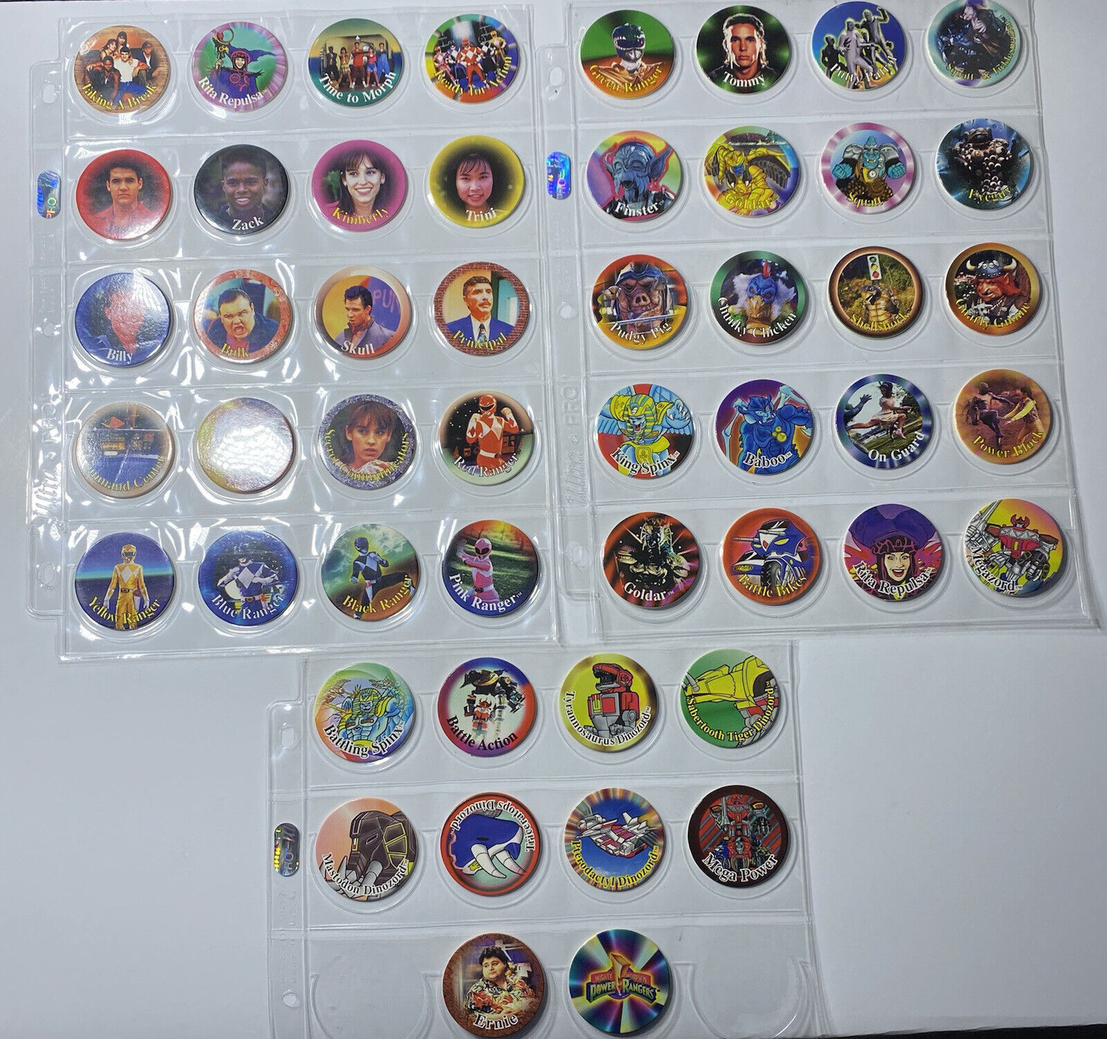 1994 Collect A Card Mighty Morphin Power Rangers Caps Pogs RARE Completed 1-50