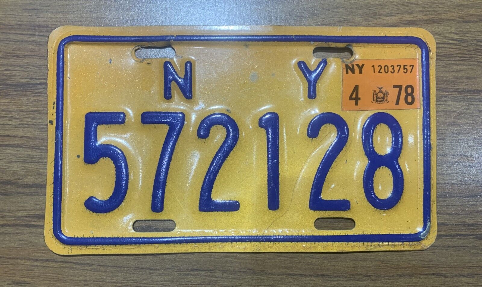 1978 New York Motorcycle License Plate