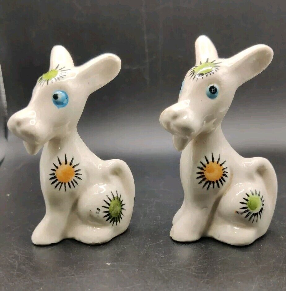 Pair Of VTG Hand Painted Donkeys Made In Japan