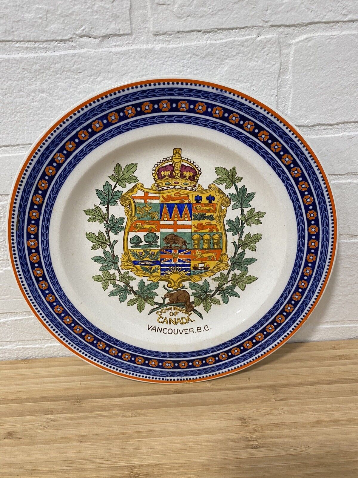 Wedgwood Plate Dominion of Canada Commemorative Vancouver BC C. 1900’s Rare