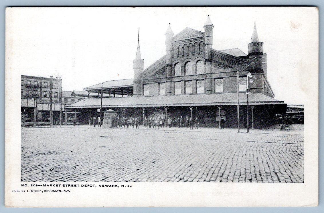 Pre-1907 NEWARK NJ MARKET STREET DEPOT BUILDING TRAIN STATION I. STERN POSTCARD