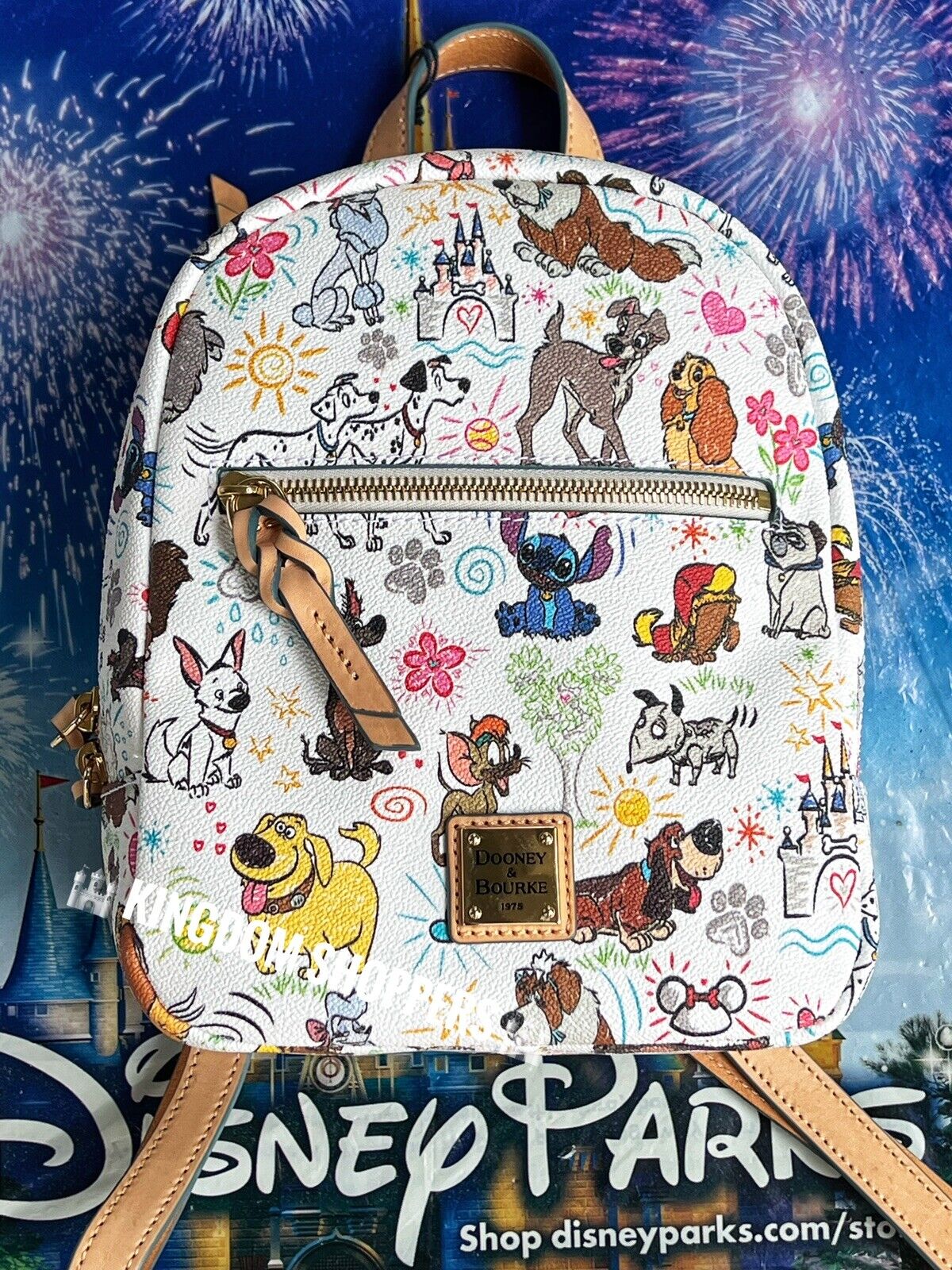 Disney Dogs Paw Prints Sketch Backpack Dooney & Bourke Castle Stitch Lady Tramp