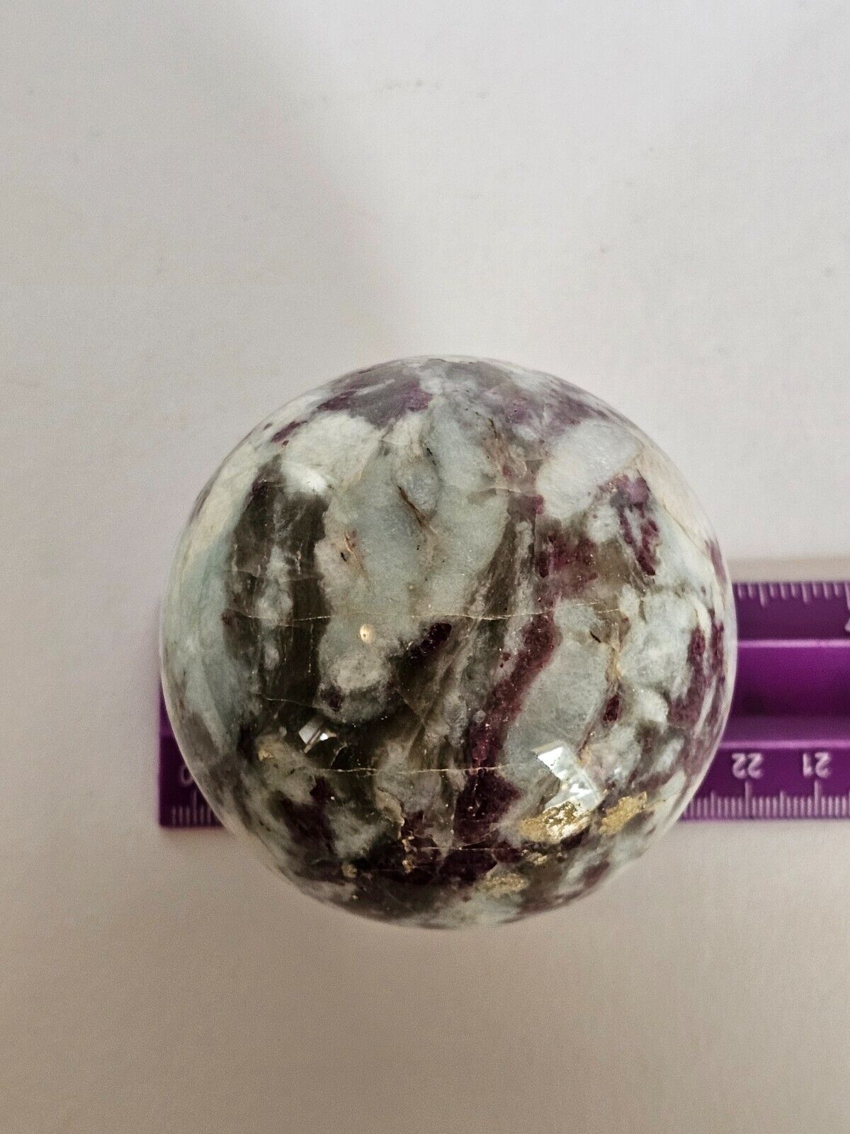 Natural Crystal Peach Blossom Tourmaline Stone Jade Ball Quartz Mineral Energy
