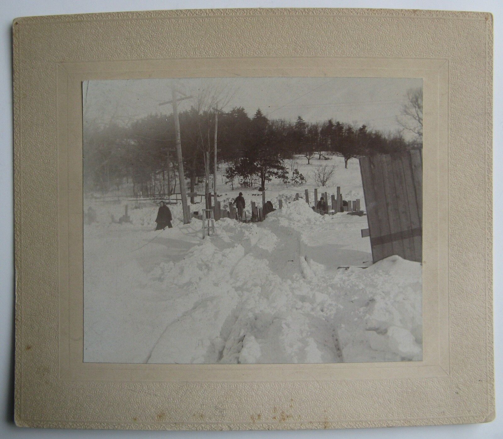 Arlington Heights, Ma. 1898 Cabinet Photograph Park Ave & Lowell St. Snow Storm
