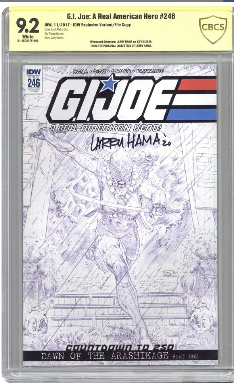 IDW G.I. Joe 246 CBCS 9.2 Signed File Copy From Larry Hama\'s Personal Collection