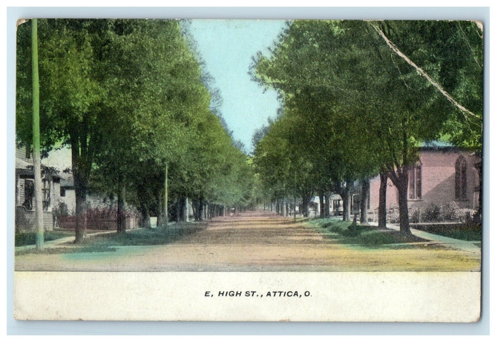 1909 A View Of E High Street Attica Ohio OH Posted Antique Postcard