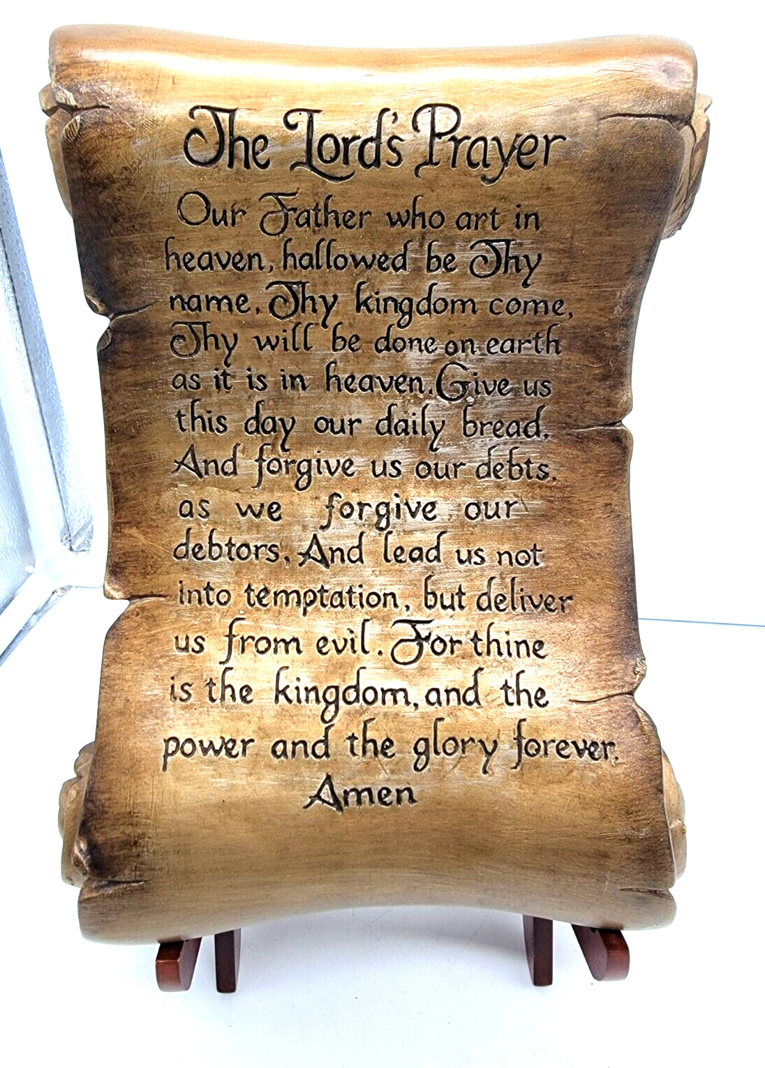 Lord\'s Prayer Scroll Religious with stand Tabletop Decor 10\