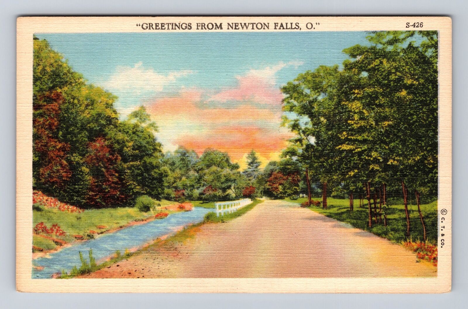 Newton Falls OH-Ohio, General Road Greetings, Antique, Vintage Souvenir Postcard