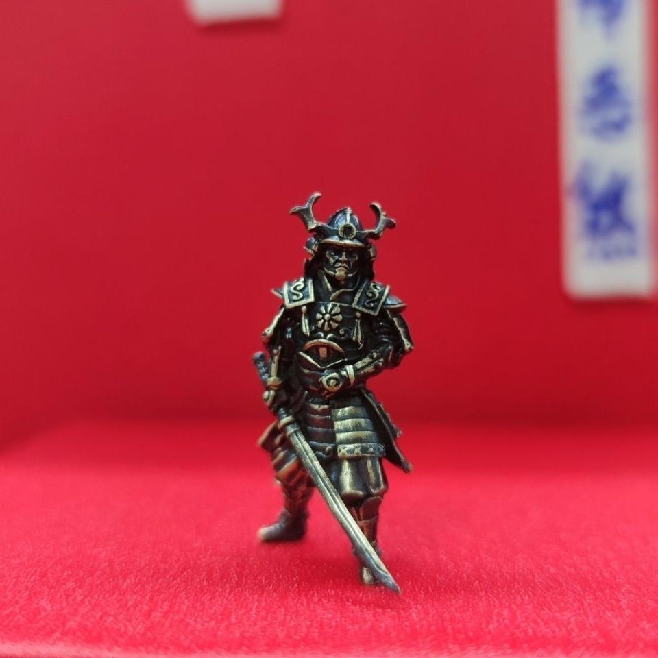 Black Solid Bronze Slash Samurai Ancient Soldier Statue Ornaments Handicraft