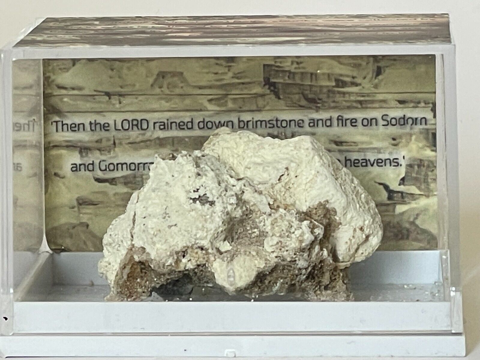 Sodom and Gomorrah White  Sulfur Sulphur Ball Brimstone with Gypsum in Display